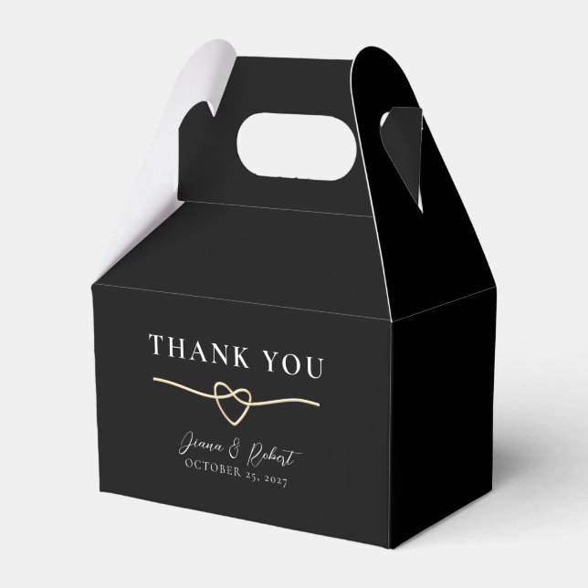 Elegant Gold Black Wedding Favor Box (Front Side)