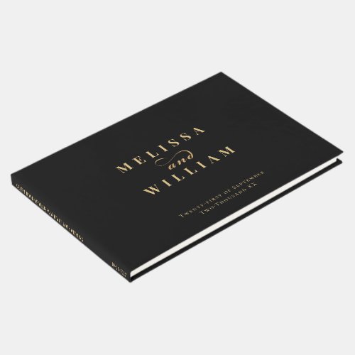 Elegant Gold Black Wedding Guest Book