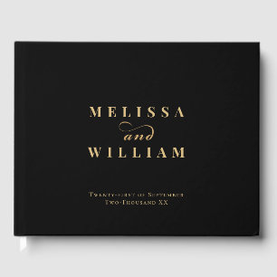 Elegant Gold Black Wedding Guest Book