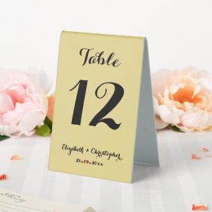 Elegant Gold Black Wedding Reception Table Number Tent