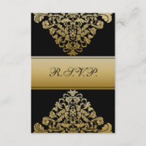 elegant gold black wedding RSVP Standard 3.5 x 5