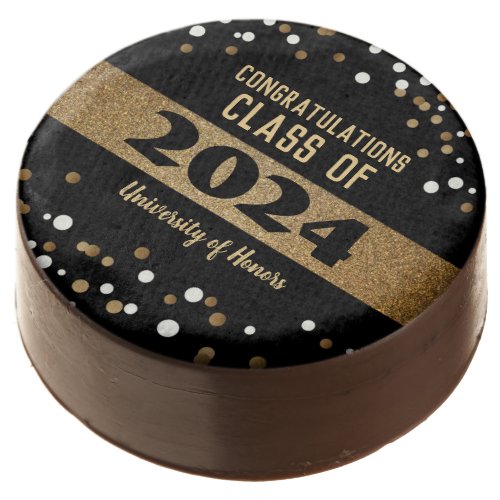 Elegant Gold Black white confetti Graduation Class Chocolate Covered Oreo