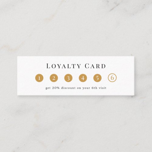Elegant Gold Black White Simple 6 Punch Custom Loyalty Card