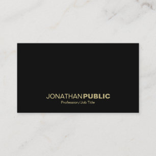 Elegant Gold Black White Simple Plain Cool Modern Business Card