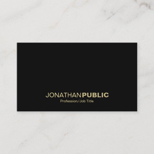 Elegant Gold Black White Simple Plain Cool Modern Business Card