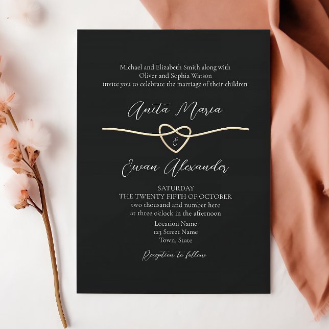 Elegant Gold Black White Wedding Invitation (Creator Uploaded)