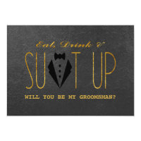 Elegant Gold & Black WILL YOU BE MY GROOMSMAN Card