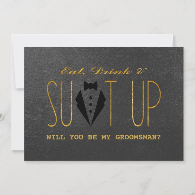 Elegant Gold & Black WILL YOU BE MY GROOMSMAN Invitation (Front)