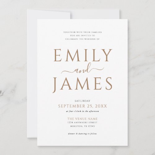 Elegant Gold Black Writing QR Code Wedding White Invitation