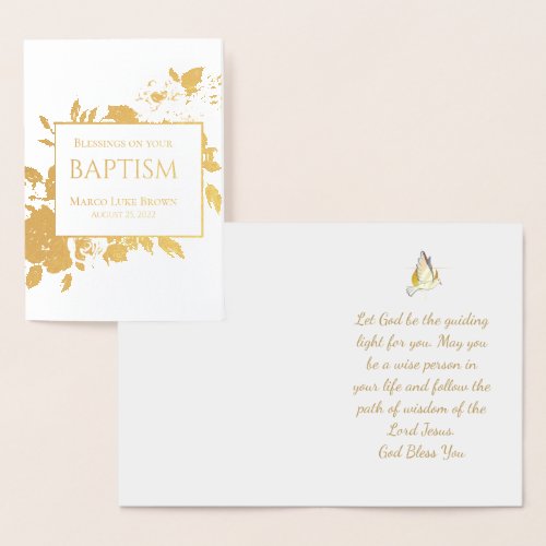 Elegant Gold Blessings On Your Christening Real Foil Card