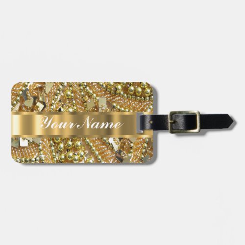 Elegant gold bling luggage tag