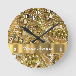 Elegant gold bling round clock