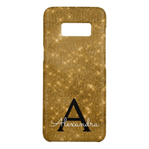 Elegant Gold  Bling Sparkle Monogram Name Case_Mate Samsung Galaxy S8 Case