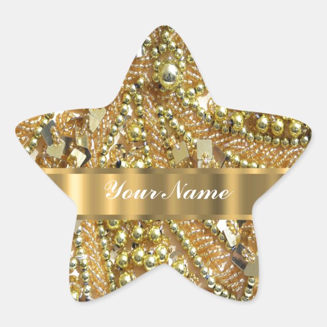 Elegant gold bling star sticker (Front)