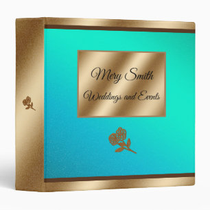 Elegant Gold Blue 3 Ring Binder