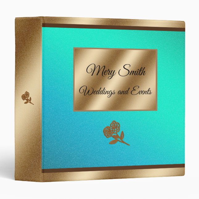 Elegant Gold Blue 3 Ring Binder (Front/Spine)