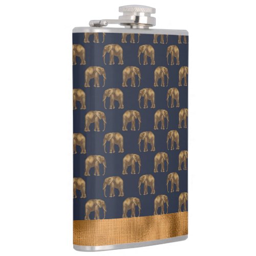 Elegant Gold Blue Elephant Chic Pretty Cool Flask