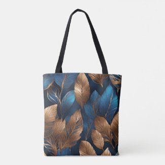 Elegant Gold Blue Foliage Nature Design 