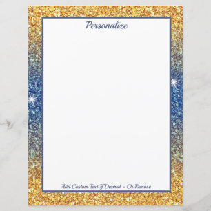 Elegant Gold Blue Glitter Sparkle Personalized