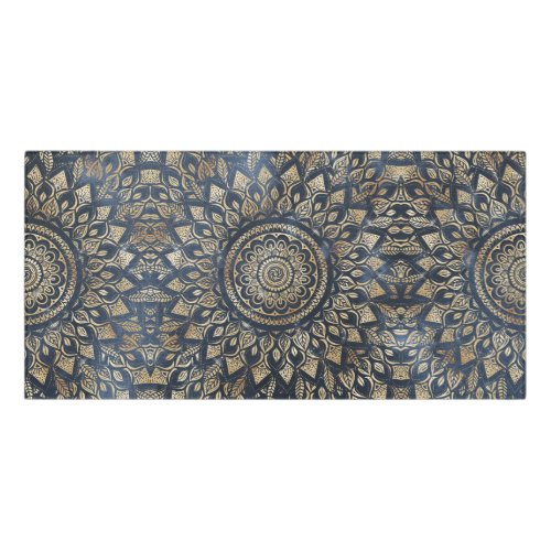 Elegant Gold Blue Mandala Floral Door Sign