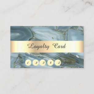 Elegant ,Gold, Blue Marble, Confetti Loyalty Card