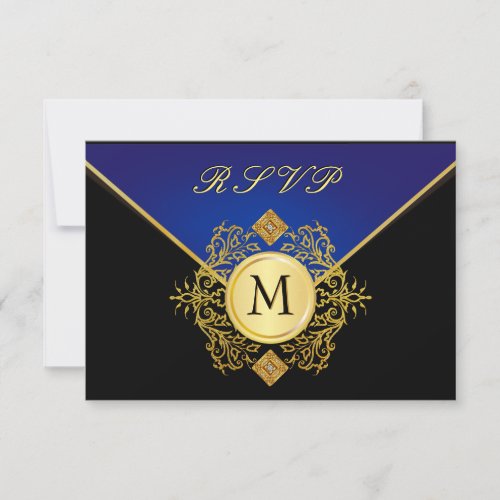 Elegant Gold Blue Special Occasion RSVP Cards