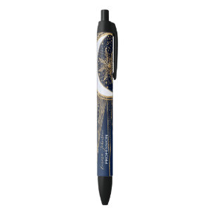 Elegant Gold & Blue Sun Moon Mandala Doodles Art Pen