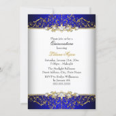Elegant Gold Blue Vintage Glamour Quinceanera Invitation (Back)