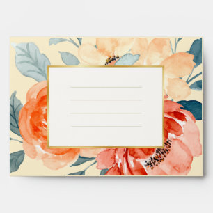 Elegant Gold Blush Floral Script Wedding Envelope