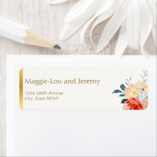 Elegant Gold Blush Floral Wedding Address Label