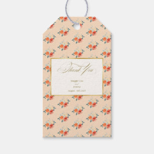 Elegant Gold Blush Floral Wedding Thank You Gift Tags