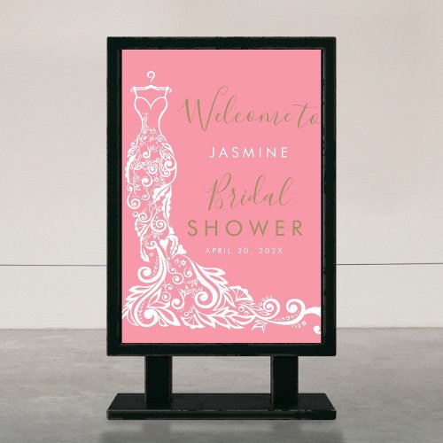 Elegant Gold Blush Gown Bridal Shower Welcome Foam Foam Board