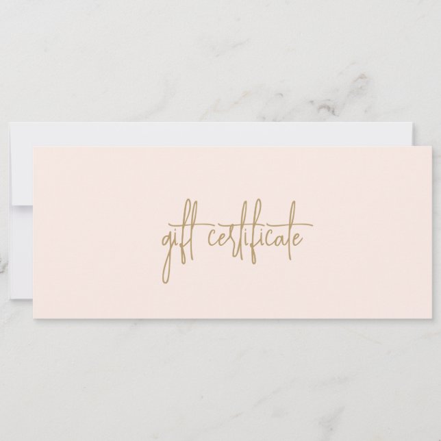 Elegant Gold Blush Pink Business Gift Certificate (Front)