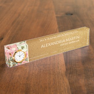 Elegant Gold Blush Pink Cream Watercolor Floral