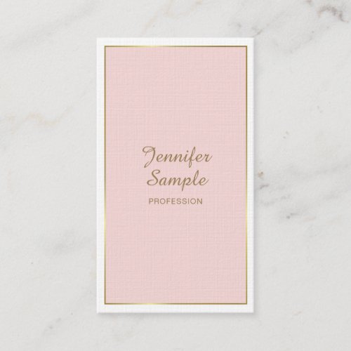 Elegant Gold Blush Pink White Modern Trendy Luxury Business Card