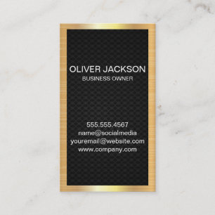 Elegant Gold Border Black Mesh Business Card