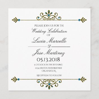 Elegant Gold Border Calligraphy Wedding Invitation by theMRSingLink at Zazzle