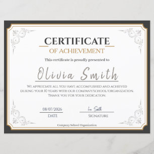 Elegant Gold Border Certificate of Achievement