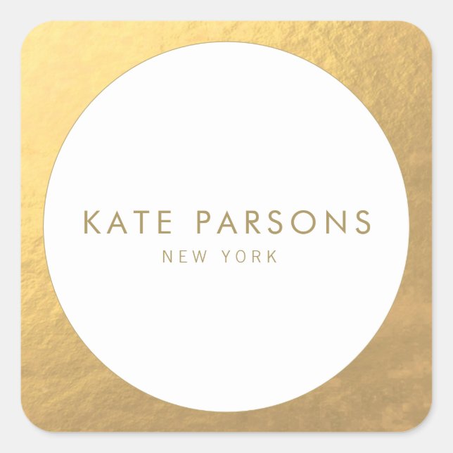 Elegant Gold Border  Classic Round Sticker (Front)