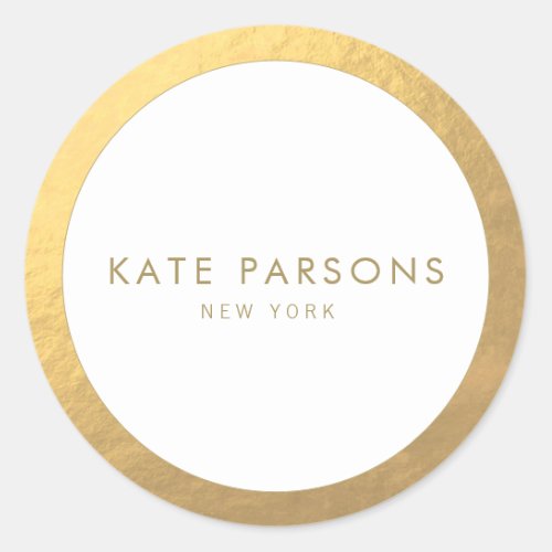 Elegant Gold Border  Classic Round Sticker