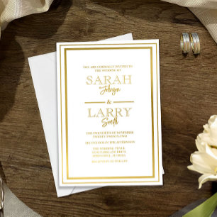Elegant Gold border Traditional Wedding  Foil Invitation