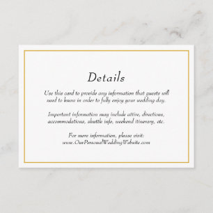 Elegant Gold Border Wedding Details Enclosure Card