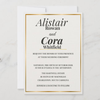 Elegant Gold Border Wedding Invitation | Modern Mi