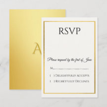 Elegant Gold Border Wedding RSVP card
