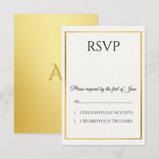 Elegant Gold Border Wedding RSVP card
