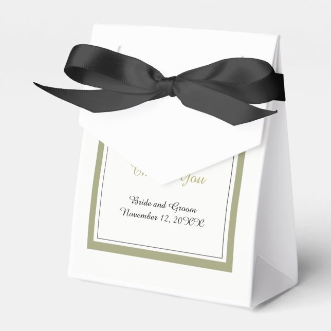 Elegant Gold Border Wedding Thank You Favor Boxes (Front Side)