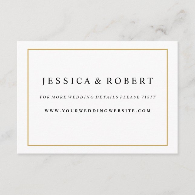 Elegant Gold Border Wedding Website Insert Card (Front)
