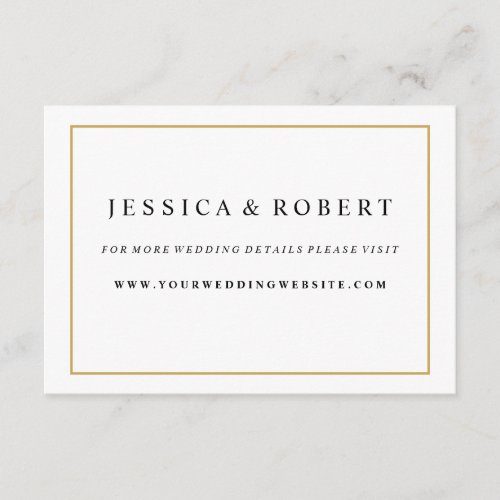 Elegant Gold Border Wedding Website Insert Card