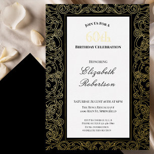 Elegant Gold Border Women's 60th Birthday Gold Foil Invitation