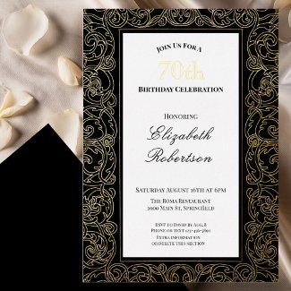 Elegant Gold Border Women's 70th Birthday Gold